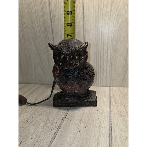 Vtg Tiffany Style Glass Owl Nightlight Mosaic Stained Crackle Table Lamp Decor - Picture 3 of 8